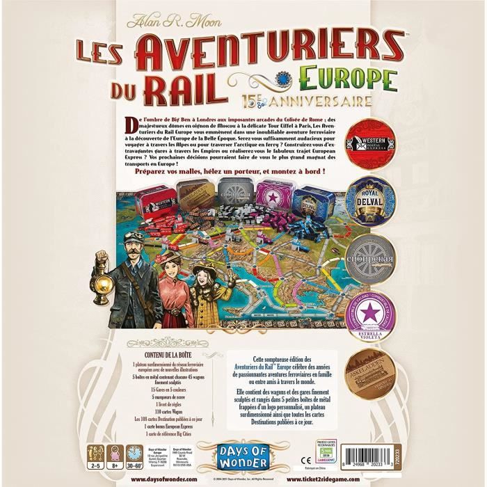 Les Aventuriers Du Rail Europe - Collector's Edition: 15th Anniversary - Asmodee - Gioco Da Tavolo - Gioco Da Tavolo - Gioco Per Famiglie
