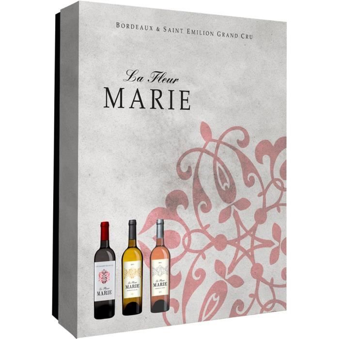 Coffret vide fleur Marie 3 Bouteilles + sommelier