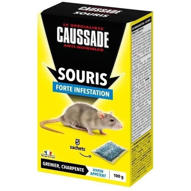 Caussade CASAE4N Anti Souris|Cereales Forte Infestation | 5 Sachetss |100g | Lieux Secs |Grenier Charpente |Tres Appetent