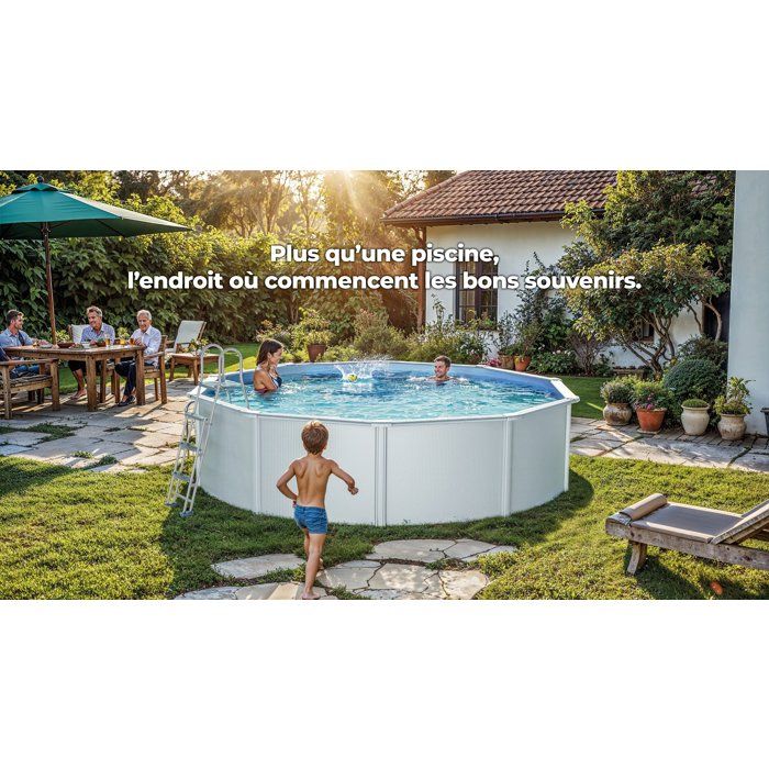 Image secondaire de Kit Piscine Hors Sol Ronde GRE Ø480 cm avec Filtration et Échelle