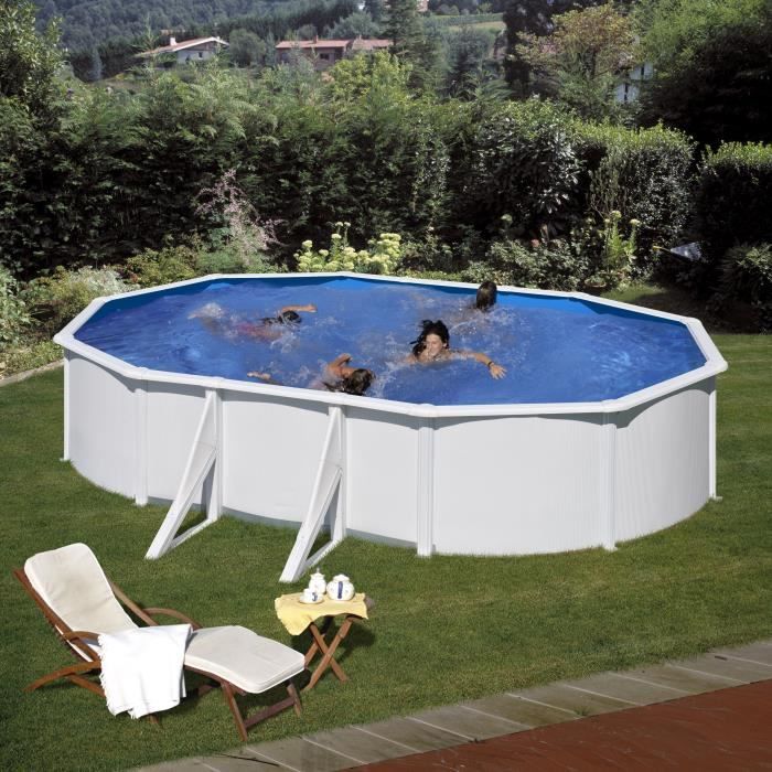 Image secondaire de Kit Piscine Hors Sol Ovale en Acier Blanc 5,27m x 3,27m