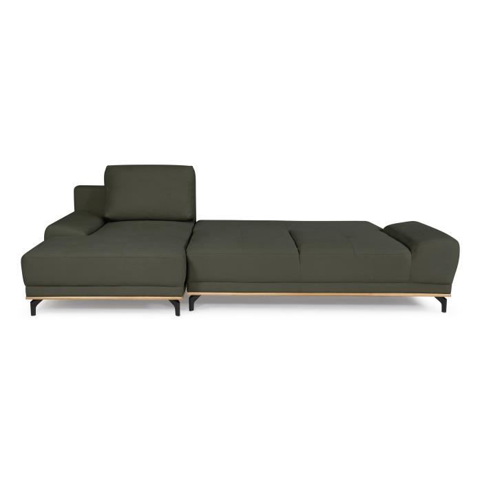 Canapé d'angle convertible gauche 4 places - Tissu Campsay vert - L 283 x P 164 x H 73 cm - AGATHE