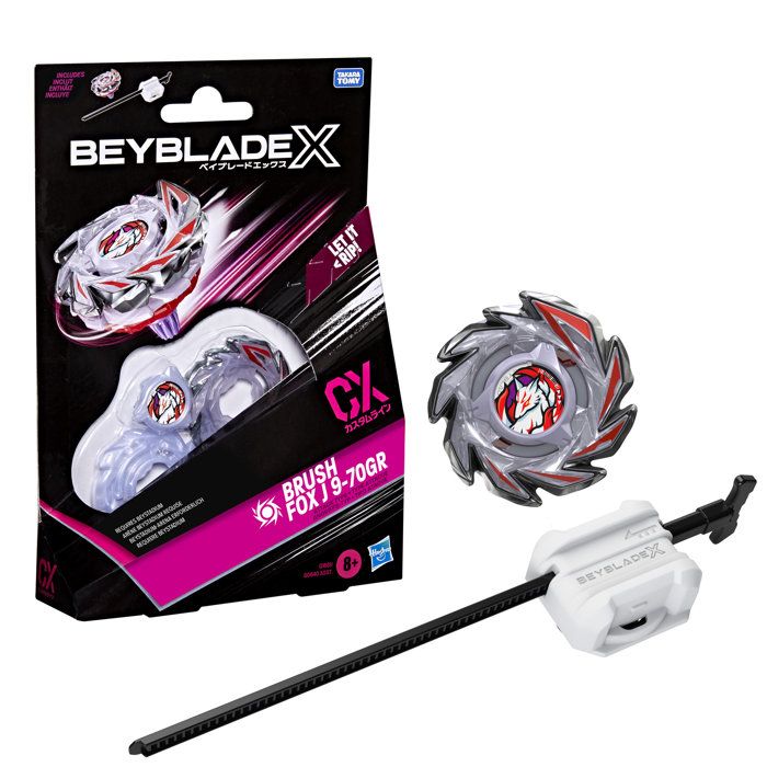 Beyblade X Starter Pack Brush Fox J 9-70GR CX, peonza tipo ataque Takara Tomy, peonzas de competici�n, a partir de 8 a�os