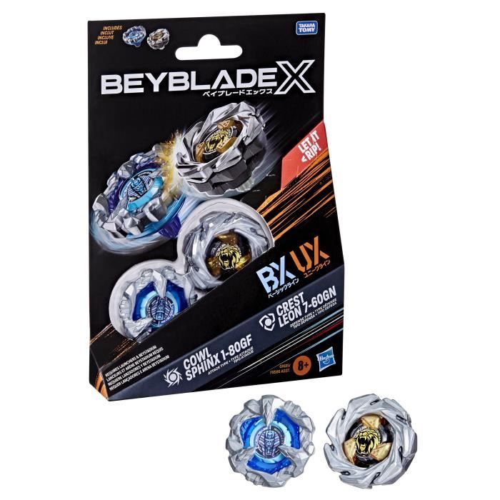 Beyblade X Dual Pack Toupie Cowl Sphinx 1-80GF et Crest Leon 7-60GN, des 8 ans