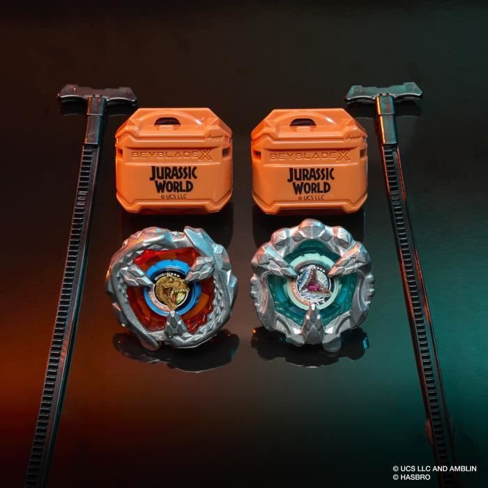 Image secondaire de Beyblade X Jurassic World T. Rex contre Mosasaurus, 2 toupies de compétition Takara Tomy, 2 lanceurs, des 8 ans