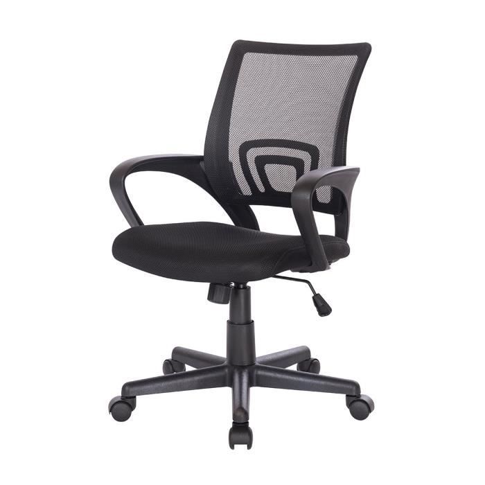 KITA Chaise de bureau ajustable - Noir - L 57 x P 56 x H 88/100 cm