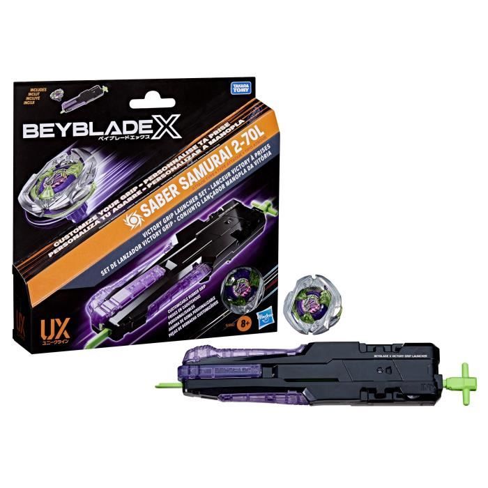 Beyblade X, paquete de lanzador Victory con peonza de ataque con giro a la derecha y peonzas de batalla, a partir de 8 a�os