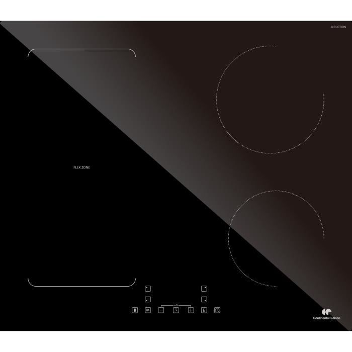 CONTINENTAL EDISON Piano cottura a induzione 4 zone CETI4ZFLEX3 - Flex - 7200W - 4 booster - nero