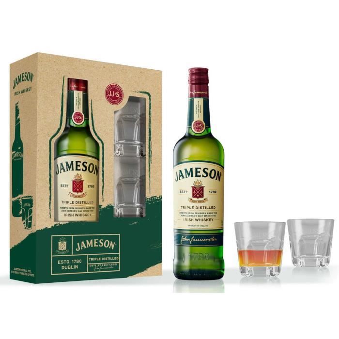 Jameson irish Whiskey - Blended Whiskey - 40%vol - 70cl - Coffret avec 2 verres