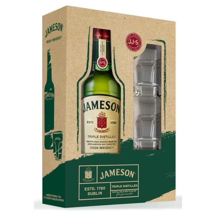 Jameson irish Whiskey - Blended Whiskey - 40%vol - 70cl - Coffret avec 2 verres