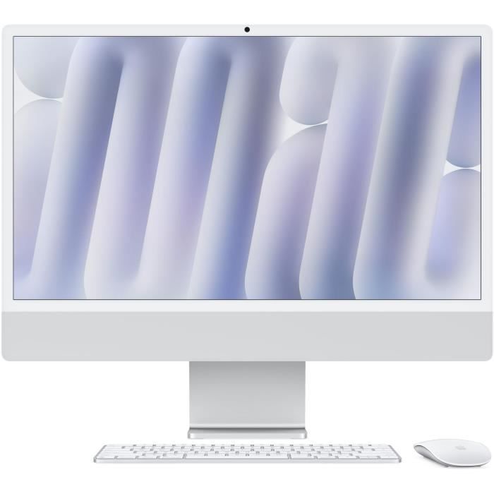 Apple iMac 24 schermo retina 4.5K 256GB SSD 16GB RAM Chip M4 CPU 8-core GPU 8-core Argento (2024)