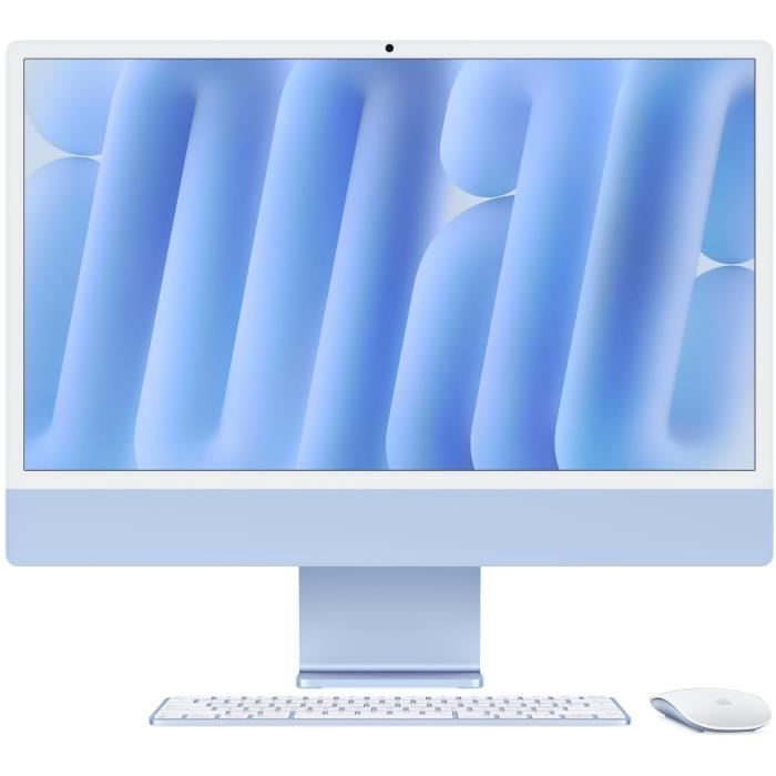 Apple iMac 24 schermo retina da 4,5K SSD da 256 GB 16 GB di RAM Chip M4 CPU a 10 core GPU a 10 core Blu (2024)