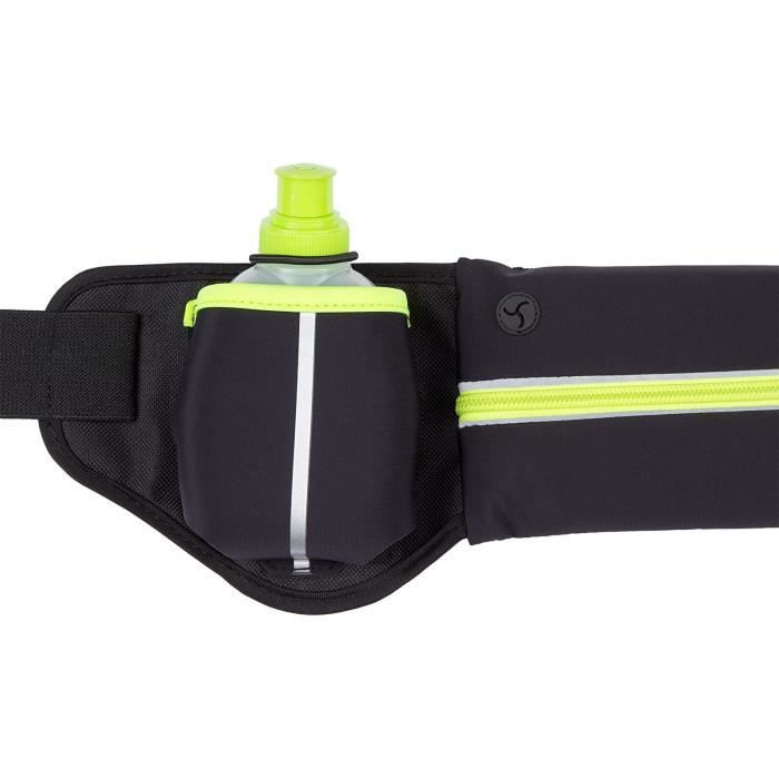 AVENTO Ceinture running 2 bidons avec poche - Noir / Jaune