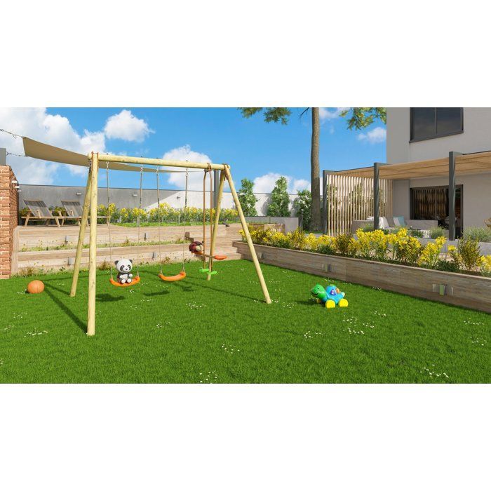 Image secondaire de Portique en bois DARIFOU avec balançoires pour enfants