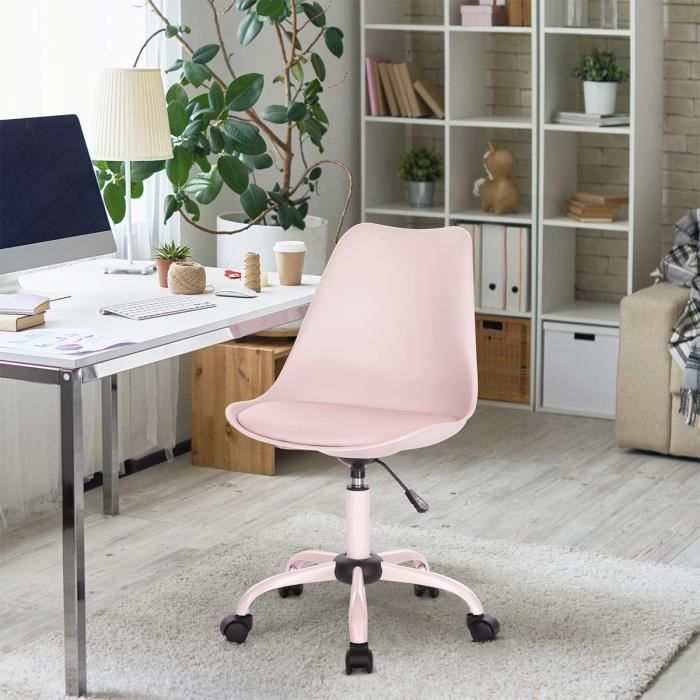 WINONA Chaise de bureau ajustable - Métal - Rose - L 48 x P 54 x H 80 / 90 cm