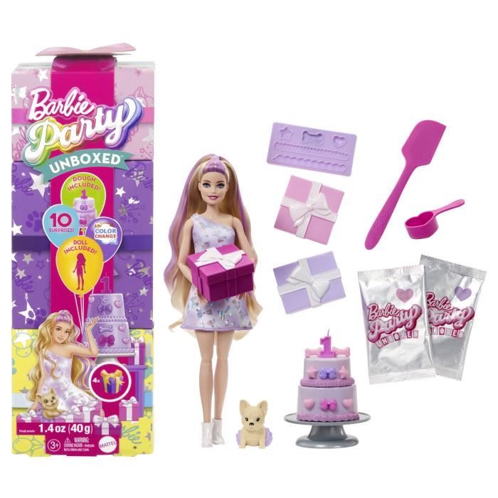 BARBIE Party unboxed chien violet - JFG70