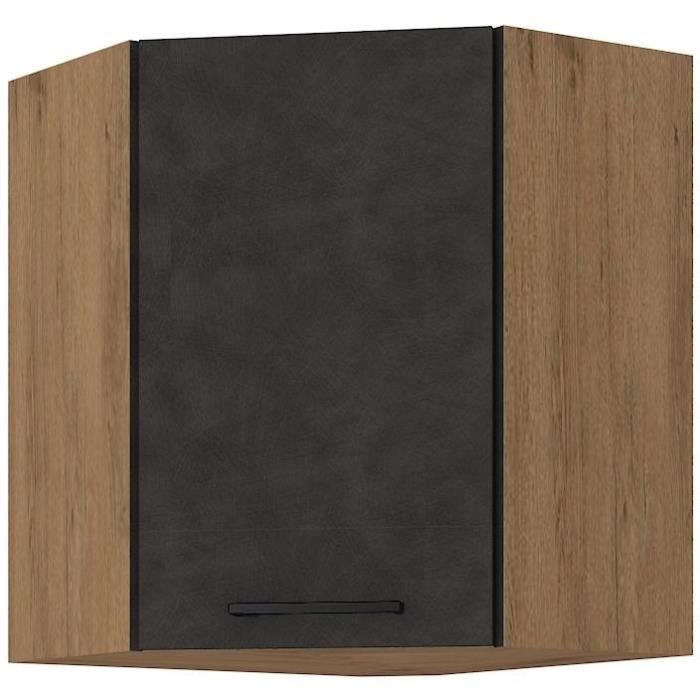 Colonna angolare ROCK - nobilitato decoro rovere Lancillotto e grigio matera - 1 anta - L58 x H72 cm