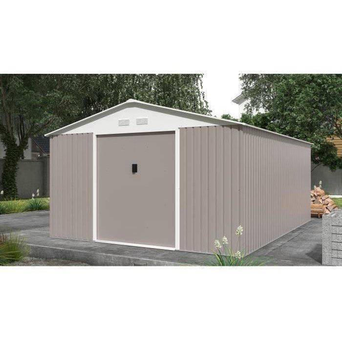 Image secondaire de Abri de jardin en métal SATURNE 15,16 m² avec portes coulissantes - Taupe