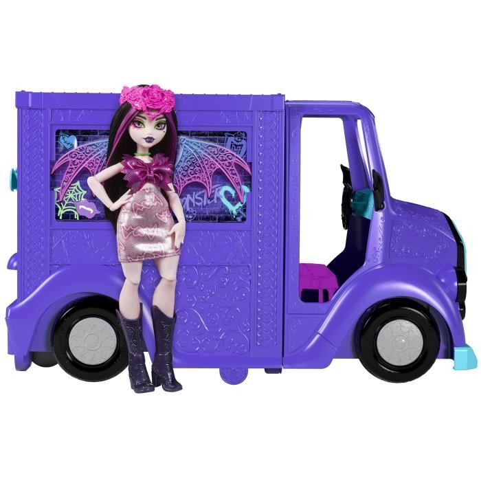 Monster High-Tour Bus Blood-sational Rock-Set con bambola e autobus HXH83