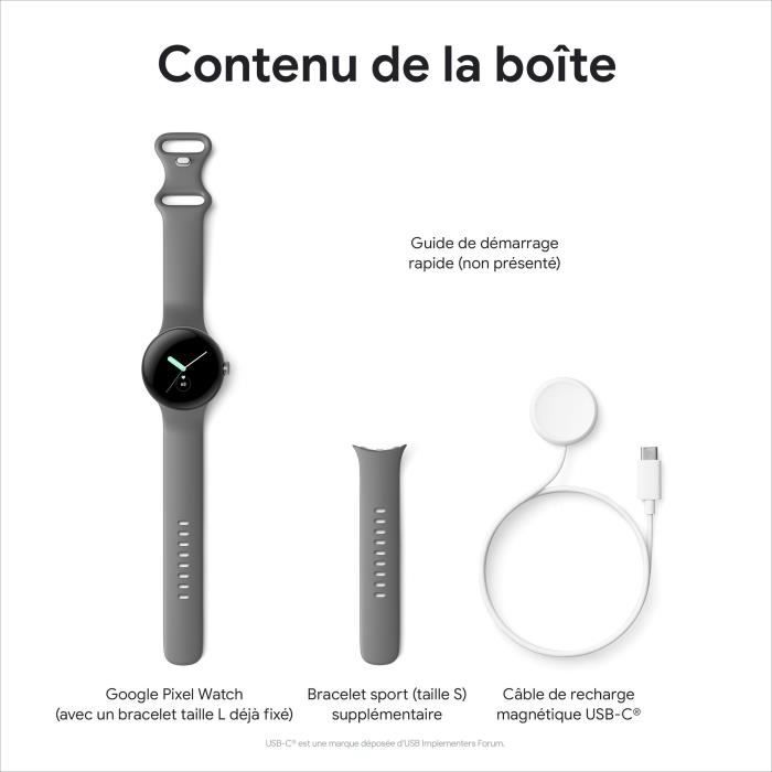 Montre connectée GOOGLE Pixel Watch - 41 mm - Champagne Or Actif - Bracelet Hazel