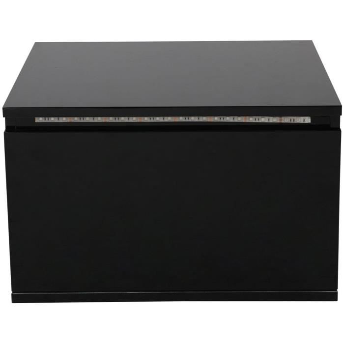 Chevet LED - D?cor noir - L 48 x P 40 x H 30 cm - FLOW