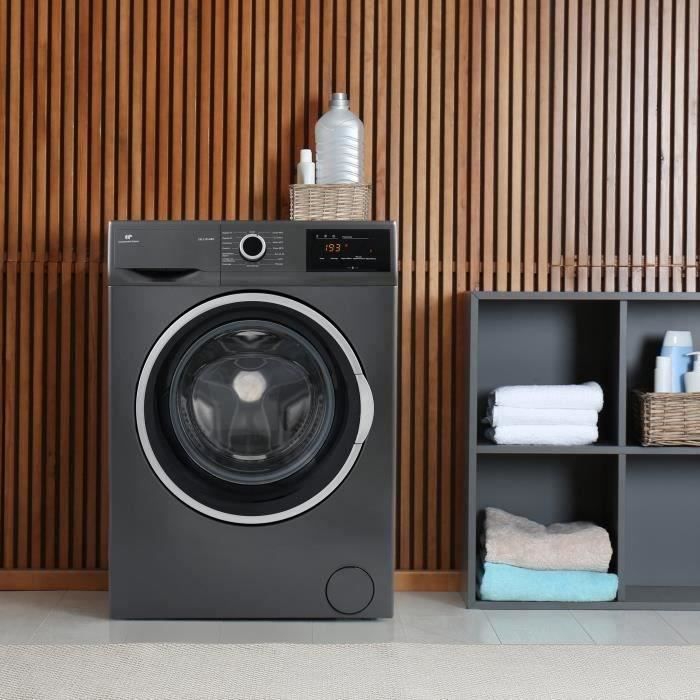 Lave-linge hublot CONTINENTAL EDISON CELL1014IBX - 10 kg - Moteur induction - Largeur L 59,7 cm - 1400 tours/min - Inox foncé
