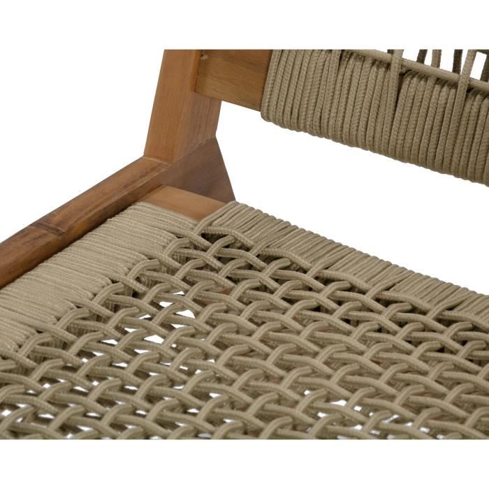 Fauteuil bas en bois d'Acacia FSC et en résine tressée - 1 personne - MERIDA - Vert olive