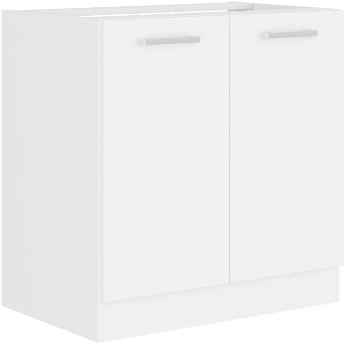 Meuble sous-évier 2 portes ATLAS - 80 cm en blanc