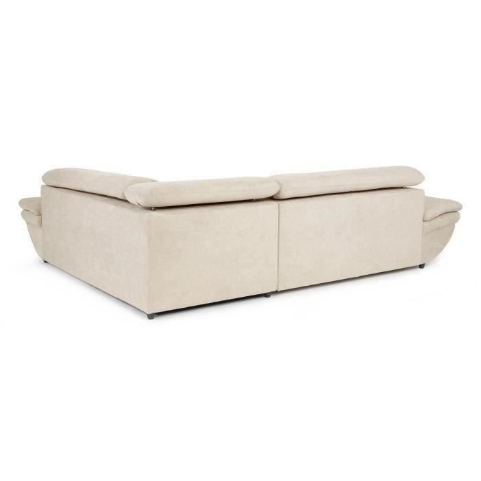 Canapé d'angle convertible gauche 4 places LUKE - Tissu All senses beige - L 265 x P 204 x H 74 cm - MINIMAX