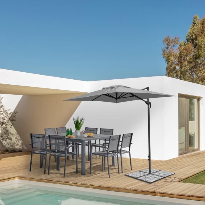 Dalle - Pied de Parasol - Céramique + acier thermolaqué - 41 x 41 x 4,4 cm - Poids : 15 kg