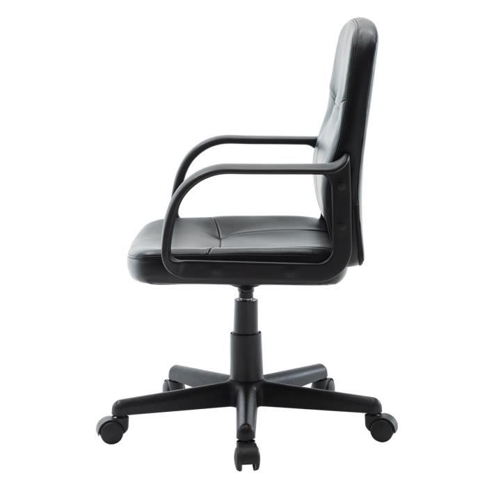 HIMA Chaise de bureau ajustable avec accoudoirs - Simili noir - L 63 x P 58 x H 86 - 96.5 cm