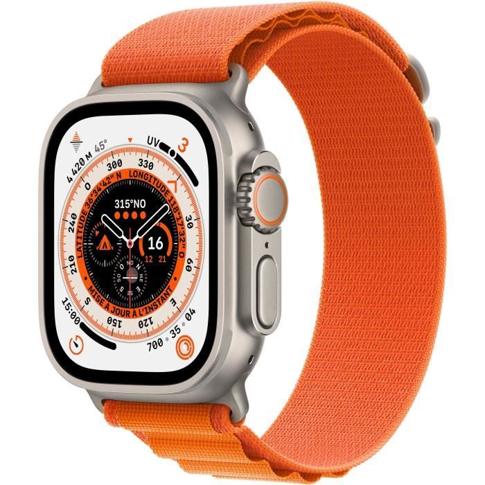 Apple Watch Ultra GPS + Cellular - 49mm - Titanium - Bracelet Orange Alpine Loop - Large