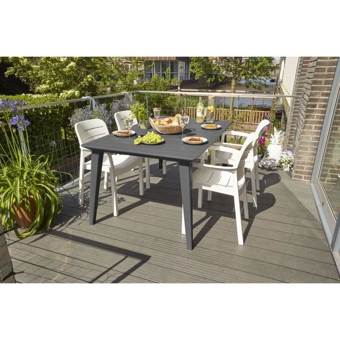 Image secondaire de Table de Jardin Rectangulaire 160 cm en Résine Gris Graphite - 6 Personnes