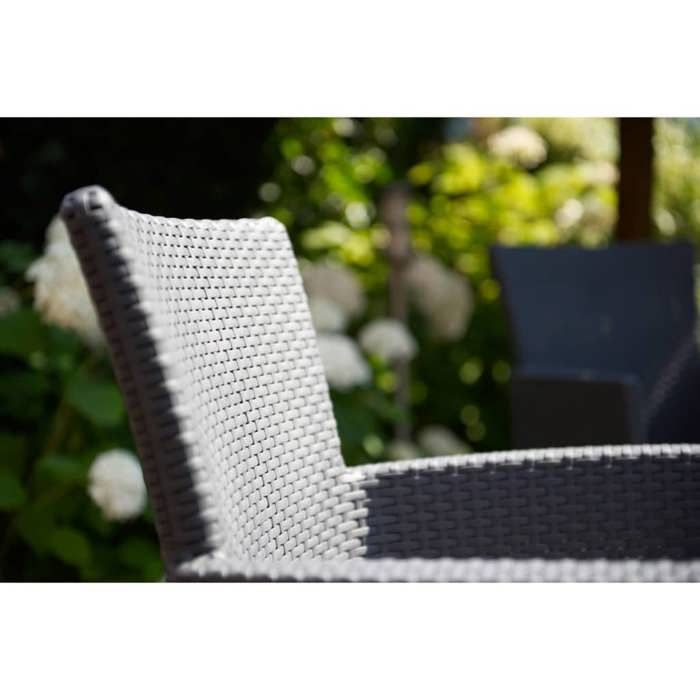 Allibert by KETER - Iowa - fauteuil de jardin - aspect rotin tressé avec coussin - gris graphite