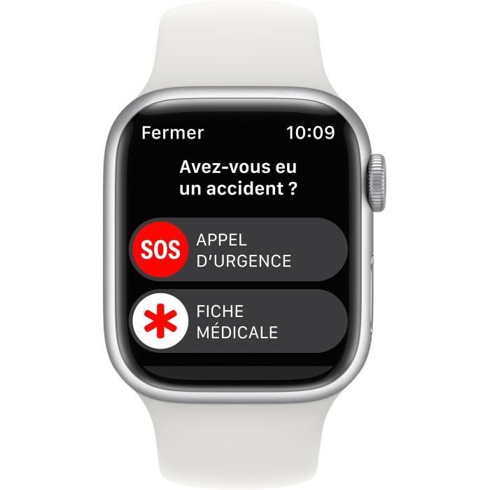 Apple Watch Series 8 GPS + Cellular - 41mm - Boîtier Silver Aluminium - Bracelet White Sport Band - Regular