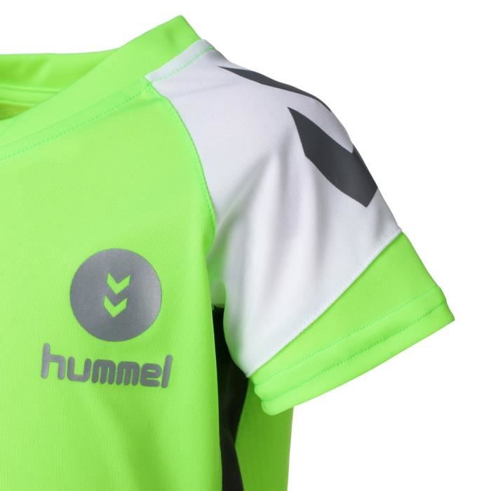 HUMMEL Maillot de Handball Campaign JR AH18 - Enfant Garçon - Vert Acide Lime, Blanc et Noir Asphalte