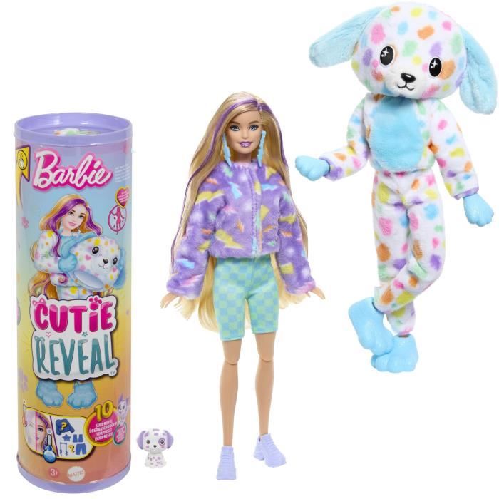 Barbie-Barbie Cutie Reveal-Colorful Dream Dalmatian Doll, 10 Surprises HRK41