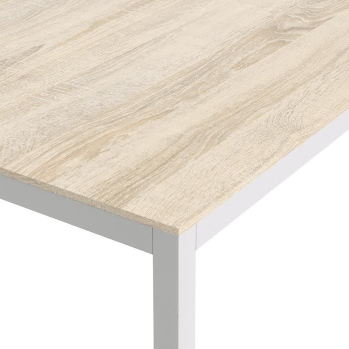 Table a manger 8 a 10 personnes - Décor chene et blanc - FAMILY - 180 x 90 cm