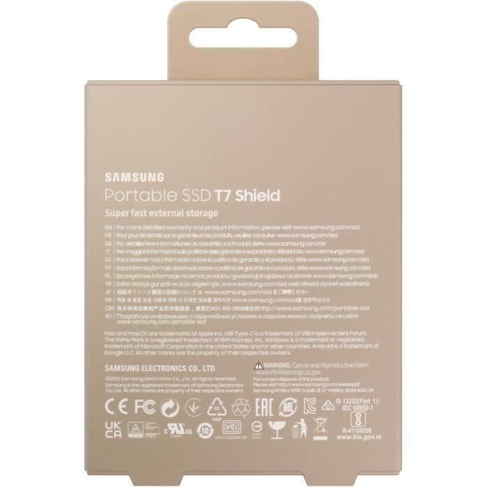 Disque SSD Externe - SAMSUNG - T7 Shield - 2 To - USB 3.2 Gen 2 (USB-C connector) (MU-PE2T0K/EU)