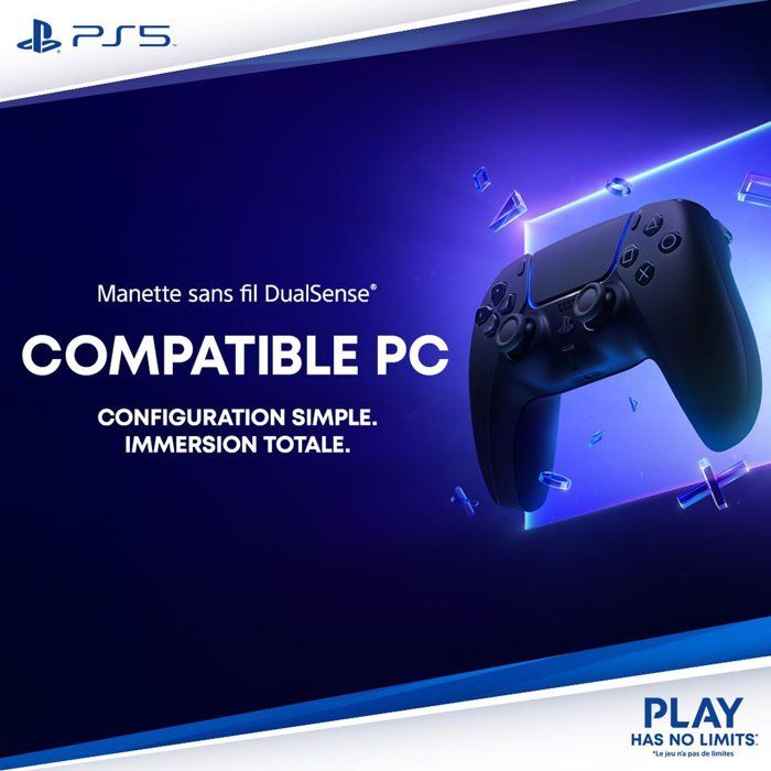 Image secondaire de Manette sans fil DualSense Midnight Black avec câble USB pour PC
