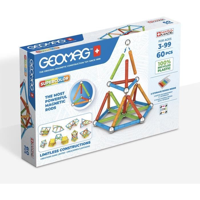 Jeu de construction magnétique - GEOMAG - Glitter Panels Recycled 22 pieces - Paillettes - Écologique - Créatif