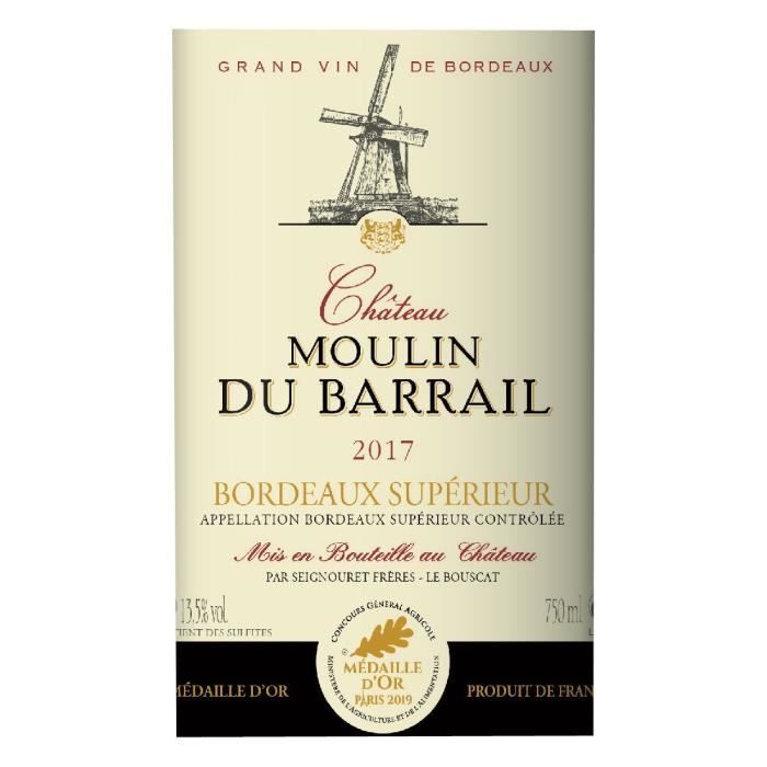 Château Moulin du Barrail 2017 Bordeaux Supérieur - Vin rouge de Bordeaux