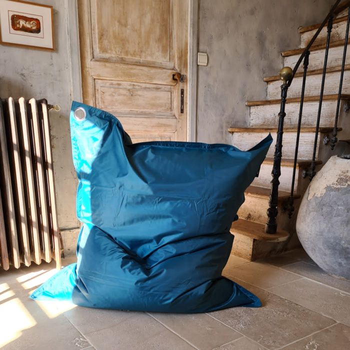 JAVA Pouf géant imperméable - 110x130 cm - Bleu Paon