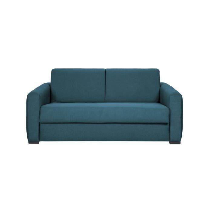 Canapé convertible express 3 places CAPITO - Tissu bleu turquoise - couchage 140x190 cm - L 204 x P 102 x H 95 cm