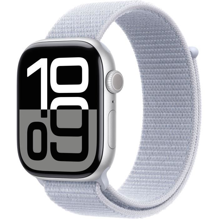 Apple Watch Series 10 GPS + Cellular - 46 mm - Caja de aluminio plateada - Correa deportiva en bucle de color azul
