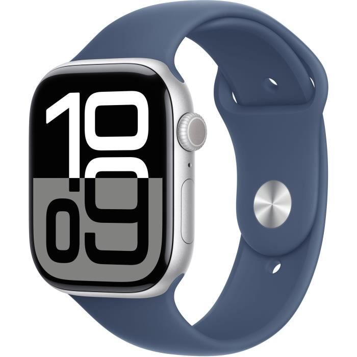 Apple Watch Series 10 GPS + Cellular - 46 mm - Caja de aluminio plateada - Correa deportiva vaquera - S/M