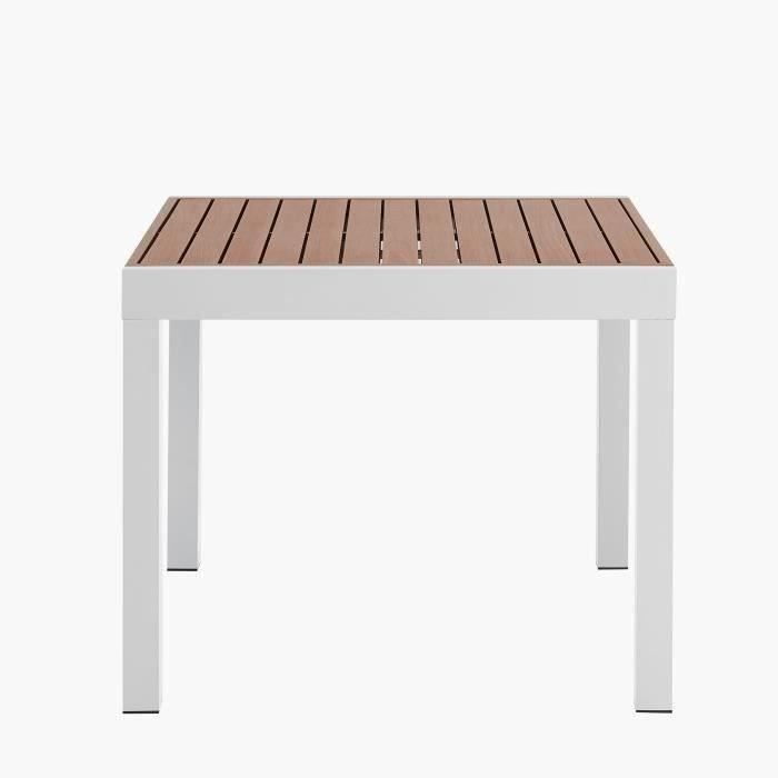 Image secondaire de Table de Jardin Extensible CALVI - Aluminium Effet Bois pour 6 Personnes