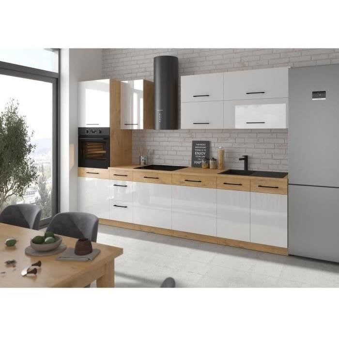 Image secondaire de Cuisine complète ROCK en mélaminé chêne Lancelot et blanc brillant - 300 cm