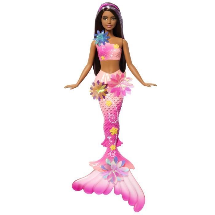 Barbie - Sirene Fleur Magique - Poupée aux longs cheveux bruns - Barbie - JDM73