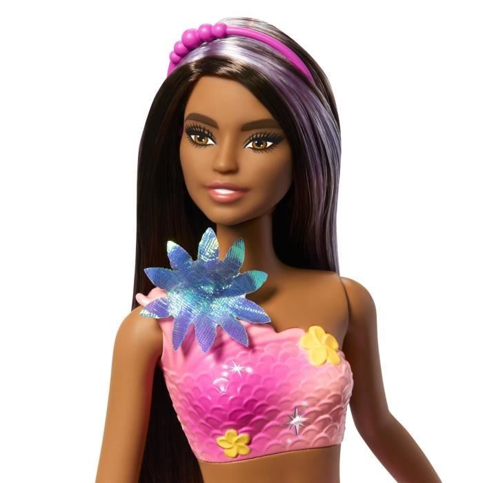 Image secondaire de Barbie - Sirene Fleur Magique - Poupée aux longs cheveux bruns - Barbie - JDM73